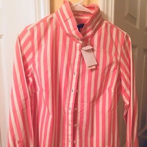 Banana Republic pink & white button down shirt